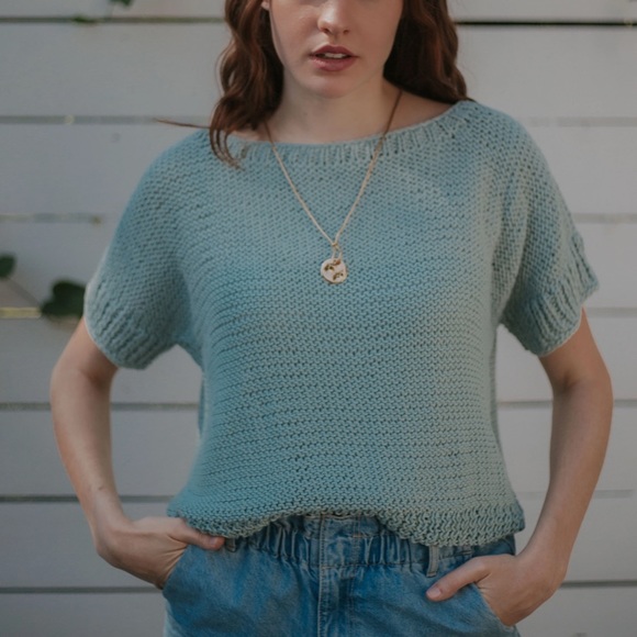 Ursa hand knit boxy short sleeved sweater - Picture 1 of 3